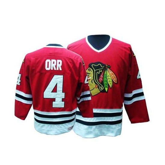 Chicago Blackhawks #4 Men's Bobby Orr CCM Authentic Red Throwback Jersey Chicago Blackhawks #4 Men's Bobby Orr CCM Authentic Red Throwback Jersey