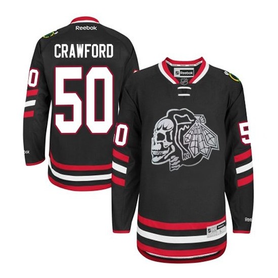 Chicago Blackhawks #50 Men's Corey Crawford Reebok Authentic Black White Skull 2014 Stadium Series Jersey Chicago Blackhawks #50 Men's Corey Crawford Reebok Authentic Black White Skull 2014 Stadium Series Jersey