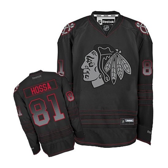 Chicago Blackhawks ï¼81 Men's Marian Hossa Reebok Premier Black Accelerator Jersey,Size:S/46 - 4XL/60