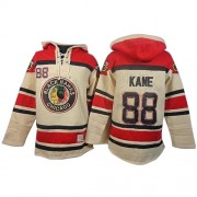 Chicago Blackhawks ＃88 Men's Patrick Kane Old Time Hockey Authentic White Sawyer Hooded Sweatshirt Jersey
