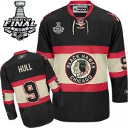 Chicago Blackhawks ＃9 Men's Bobby Hull Reebok Authentic Black New Third Stanley Cup Finals Jersey