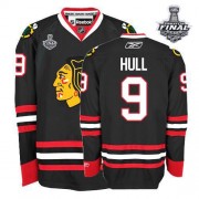 Chicago Blackhawks ＃9 Men's Bobby Hull Reebok Authentic Black Third Stanley Cup Finals Jersey