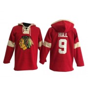 Chicago Blackhawks ＃9 Men's Bobby Hull Old Time Hockey Authentic Red Pullover Hoodie Jersey