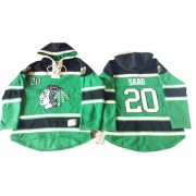 Chicago Blackhawks ＃20 Men's Brandon Saad Old Time Hockey Premier Green St. Patrick's Day McNary Lace Hoodie Jersey