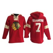 Chicago Blackhawks ＃7 Men's Brent Seabrook Old Time Hockey Authentic Red Pullover Hoodie Jersey