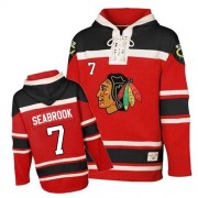 Chicago Blackhawks ＃7 Men's Brent Seabrook Old Time Hockey Authentic Red Sawyer Hooded Sweatshirt Jersey