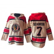 Chicago Blackhawks ＃7 Men's Brent Seabrook Old Time Hockey Premier Cream Sawyer Hooded Sweatshirt Jersey