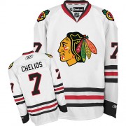 Chicago Blackhawks ＃7 Men's Chris Chelios Reebok Authentic White Away Jersey