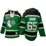 Chicago Blackhawks ＃65 Men's Andrew Shaw Old Time Hockey Authentic Green Sawyer Hooded Sweatshirt Jersey