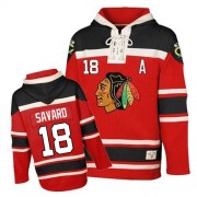 Chicago Blackhawks ＃18 Men's Denis Savard Old Time Hockey Authentic Red Sawyer Hooded Sweatshirt Jersey