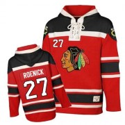 Chicago Blackhawks ＃27 Men's Jeremy Roenick Old Time Hockey Authentic Red Sawyer Hooded Sweatshirt Jersey