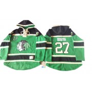 Chicago Blackhawks ＃27 Men's Johnny Oduya Old Time Hockey Premier Green St. Patrick's Day McNary Lace Hoodie Jersey