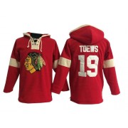Chicago Blackhawks ＃19 Men's Jonathan Toews Old Time Hockey Premier Red Pullover Hoodie Jersey
