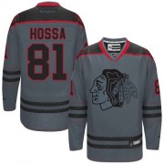 Chicago Blackhawks ＃81 Men's Marian Hossa Reebok Authentic Charcoal Cross Check Fashion Jersey
