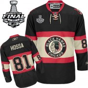 Chicago Blackhawks ＃81 Men's Marian Hossa Reebok Authentic Black New Third Stanley Cup Finals Jersey