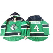 Chicago Blackhawks ＃4 Men's Niklas Hjalmarsson Old Time Hockey Authentic Green St. Patrick's Day McNary Lace Hoodie Jersey