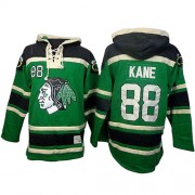 Chicago Blackhawks ＃88 Men's Patrick Kane Old Time Hockey Authentic Green St. Patrick's Day McNary Lace Hoodie Jersey