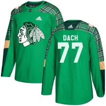 Chicago Blackhawks Youth Kirby Dach Adidas Authentic Green St. Patrick's Day Practice Jersey