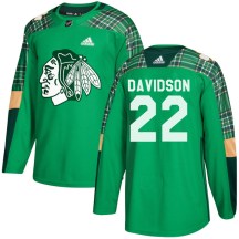 Chicago Blackhawks Youth Brandon Davidson Adidas Authentic Green St. Patrick's Day Practice Jersey