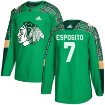 Chicago Blackhawks Youth Phil Esposito Adidas Authentic Green St. Patrick's Day Practice Jersey
