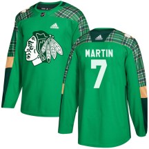Chicago Blackhawks Youth Pit Martin Adidas Authentic Green St. Patrick's Day Practice Jersey