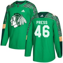 Chicago Blackhawks Youth Robin Press Adidas Authentic Green St. Patrick's Day Practice Jersey
