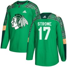 Chicago Blackhawks Youth Dylan Strome Adidas Authentic Green St. Patrick's Day Practice Jersey
