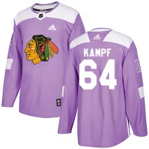 Chicago Blackhawks Youth David Kampf Adidas Authentic Purple Fights Cancer Practice Jersey
