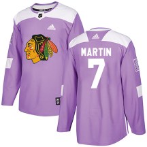 Chicago Blackhawks Youth Pit Martin Adidas Authentic Purple Fights Cancer Practice Jersey