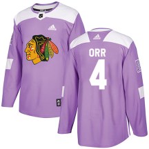 Chicago Blackhawks Youth Bobby Orr Adidas Authentic Purple Fights Cancer Practice Jersey