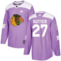 Chicago Blackhawks Youth Darryl Sutter Adidas Authentic Purple Fights Cancer Practice Jersey