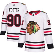 Chicago Blackhawks Youth Scott Foster Adidas Authentic White Away Jersey