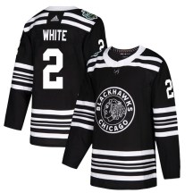Chicago Blackhawks Men's Bill White Adidas Authentic White Black 2019 Winter Classic Jersey