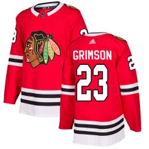 Chicago Blackhawks Men's Stu Grimson Adidas Authentic Red Home Jersey