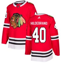 Chicago Blackhawks Men's Jake Hildebrand Adidas Authentic Red Home Jersey