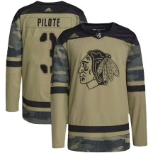 Chicago Blackhawks Youth Pierre Pilote Adidas Authentic Camo Military Appreciation Practice Jersey