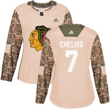 Chicago Blackhawks Women's Chris Chelios Adidas Authentic Camo Veterans Day Practice Jersey