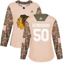 Chicago Blackhawks Women's Eric Semborski Adidas Authentic Camo Veterans Day Practice Jersey