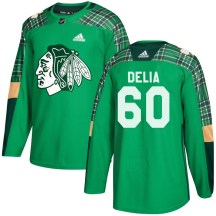 Chicago Blackhawks Men's Collin Delia Adidas Authentic Green St. Patrick's Day Practice Jersey