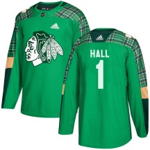 Chicago Blackhawks Men's Glenn Hall Adidas Authentic Green St. Patrick's Day Practice Jersey