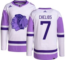 Chicago Blackhawks Men's Chris Chelios Adidas Authentic Hockey Fights Cancer Jersey