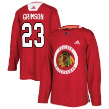Chicago Blackhawks Youth Stu Grimson Adidas Authentic Red Home Practice Jersey
