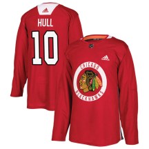 Chicago Blackhawks Men's Dennis Hull Adidas Authentic Red Home Practice Jersey