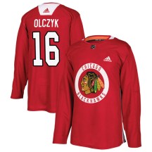 Chicago Blackhawks Men's Ed Olczyk Adidas Authentic Red Home Practice Jersey