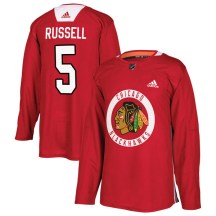 Chicago Blackhawks Men's Phil Russell Adidas Authentic Red Home Practice Jersey