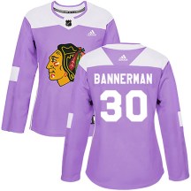 Chicago Blackhawks Women's Murray Bannerman Adidas Authentic Purple Fights Cancer Practice Jersey