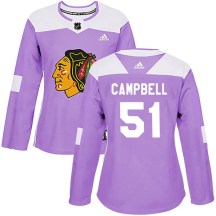 Chicago Blackhawks Women's Brian Campbell Adidas Authentic Purple Fights Cancer Practice Jersey