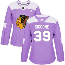 Chicago Blackhawks Women's Enrico Ciccone Adidas Authentic Purple Fights Cancer Practice Jersey