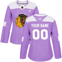 Chicago Blackhawks Women's Custom Adidas Authentic Purple Custom Fights Cancer Practice Jersey