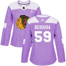 Chicago Blackhawks Women's Chris DeSousa Adidas Authentic Purple Fights Cancer Practice Jersey